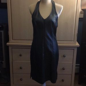 Leather halter dress